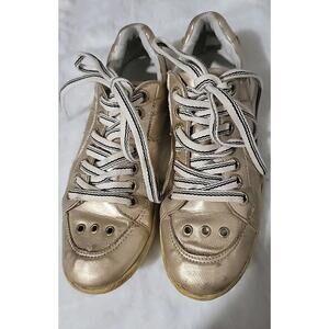 Osklen Mens Size EU 38 US 5 Gold Lace Up Casual Sneaker Shoes